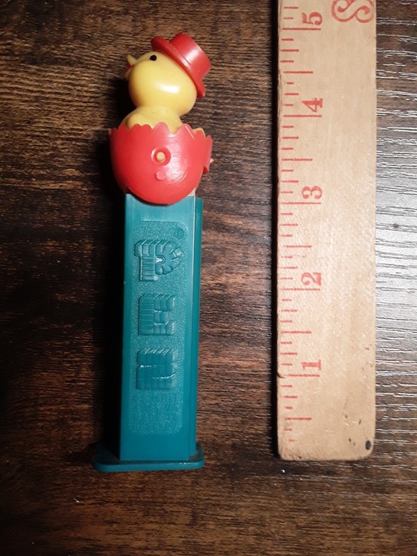Vintage Pez Easter Yellow Chick Red Egg and Hat Blue Base