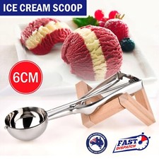 Stainless Steel Icecream Ice Cream Scoop 6cm Cookie Dough Mash Spoon Trigger
