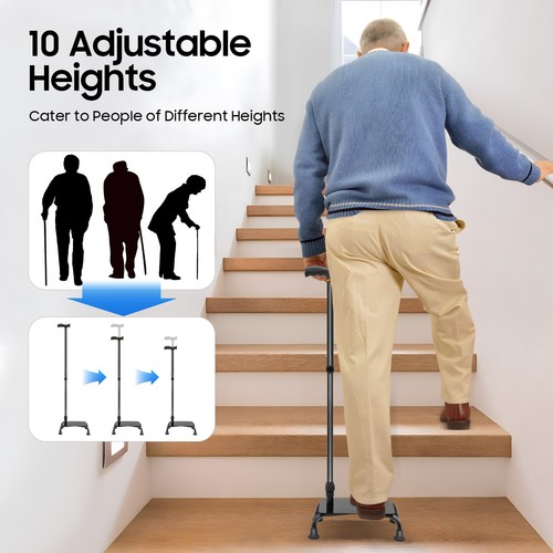 Stair Climbing Assist Cane Black Adjustable Walking Stick Seniors Aid Cane - Picture 5 of 24