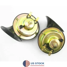 Universal 2pcs 12V 110DB Car Loud Dual-tone Snail Electric Horn Black