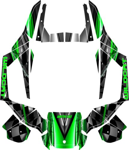 2012-2016 KIT DE GRÁFICOS DE CALCOMANÍAS DE CARRERAS Arctic Cat Wild Cat envoltura bandera a cuadros - Imagen 1 de 4