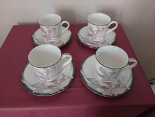 Set Of 4 New Decade By Noritake Café Du Soir Tea /Coffee Cups & Saucers