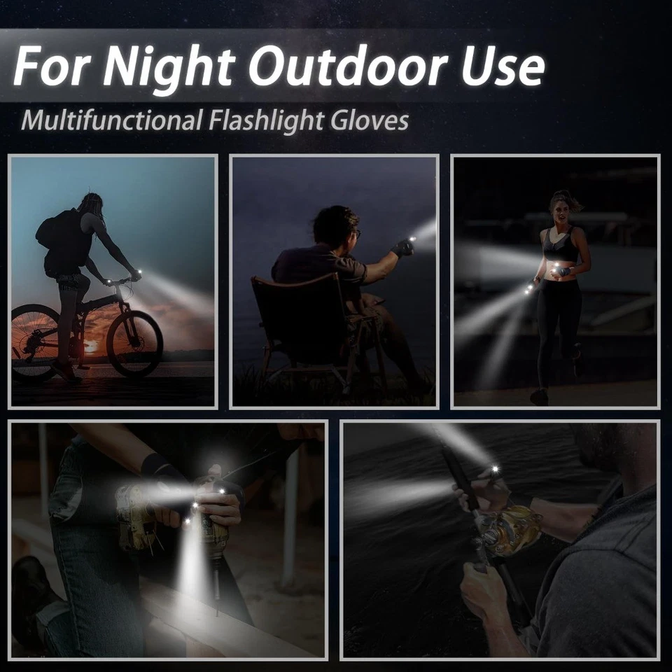 1 Pair LED Flashlight Gloves for Outdoor Fishing Camping Hiking Gloves Men Women - Image 4 of 4