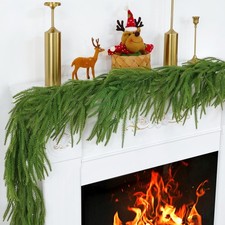 Christmas Garland for Mantle, Norfolk Pine Garland Artificial Greenery Garlan...