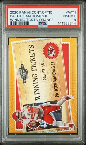 2020 PANINI CONTENDERS OPTIC WINNING TICKETS ORANGE PATRICK MAHOMES II /50 PSA 8