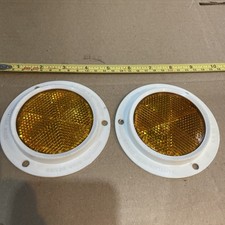 LAND ROVER SERIES 2A & BEDFORD MILITARY AMBER SIDE REFLECTORS PAIR NEW OLD STOCK