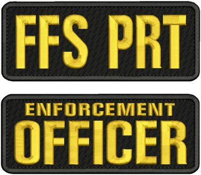 FFS PRT 2 embroidery patches 3X8  hook on back BLACK/gold