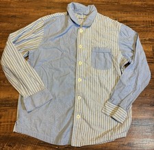 Solid  Stripe Blue Oxford Stripe Button Down Shirt Adult Size M