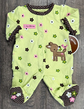 New Baby Girl Clothes Child Mine Carter's Preemie Green Deer Footed Outfit