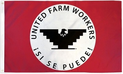 United Farm Workers Flag 3x5ft UFW Union Black Eagle Logo Protest Labor Huelga