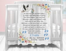 Personalized Baby Birth Stats Newborn Gift Birth Announcement Poem Plush Blanket