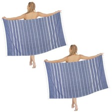 Beach Towel 2 Pack - Sand Free Oversized 39X72 Turkish Quick Dry Lightweight