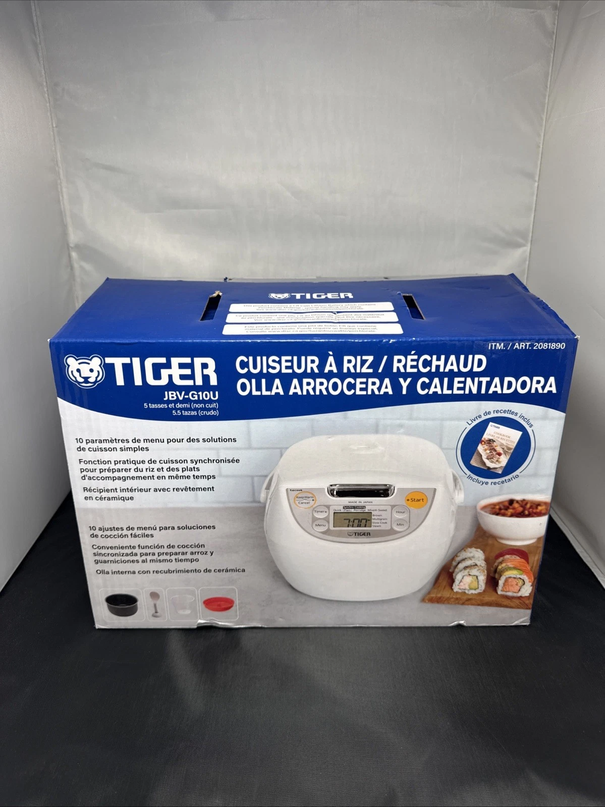 Tiger JBV-S10U Micom Rice Cooker 5.5-Cup with Tacook Plate – Japan Made