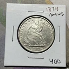 1874 Arrows Silver Seated Liberty Half Dollar Coin Collection Details