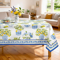 Polyester Tischdecke Mit Zitronemotiv, Waschbar, 140 X 180 Cm