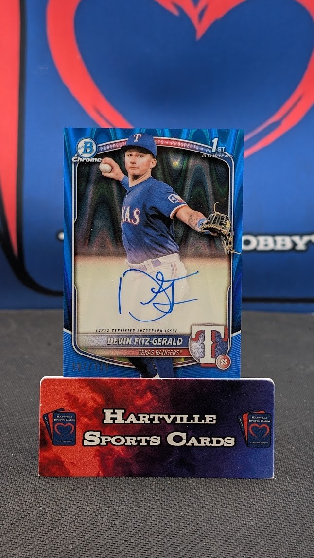 2025 Bowman Chrome Devin Fitz-Gerald 1st Blue RayWave Auto /150 #CPA-DF Rangers