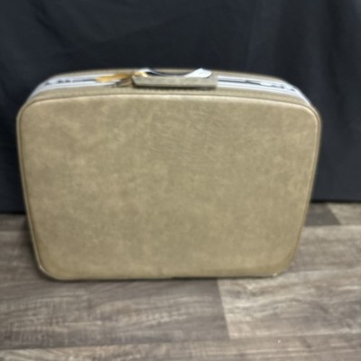 Vtg Samsonite Fashionaire Hardside 20''x15.5  Tan Suitcase Luggage W/Key