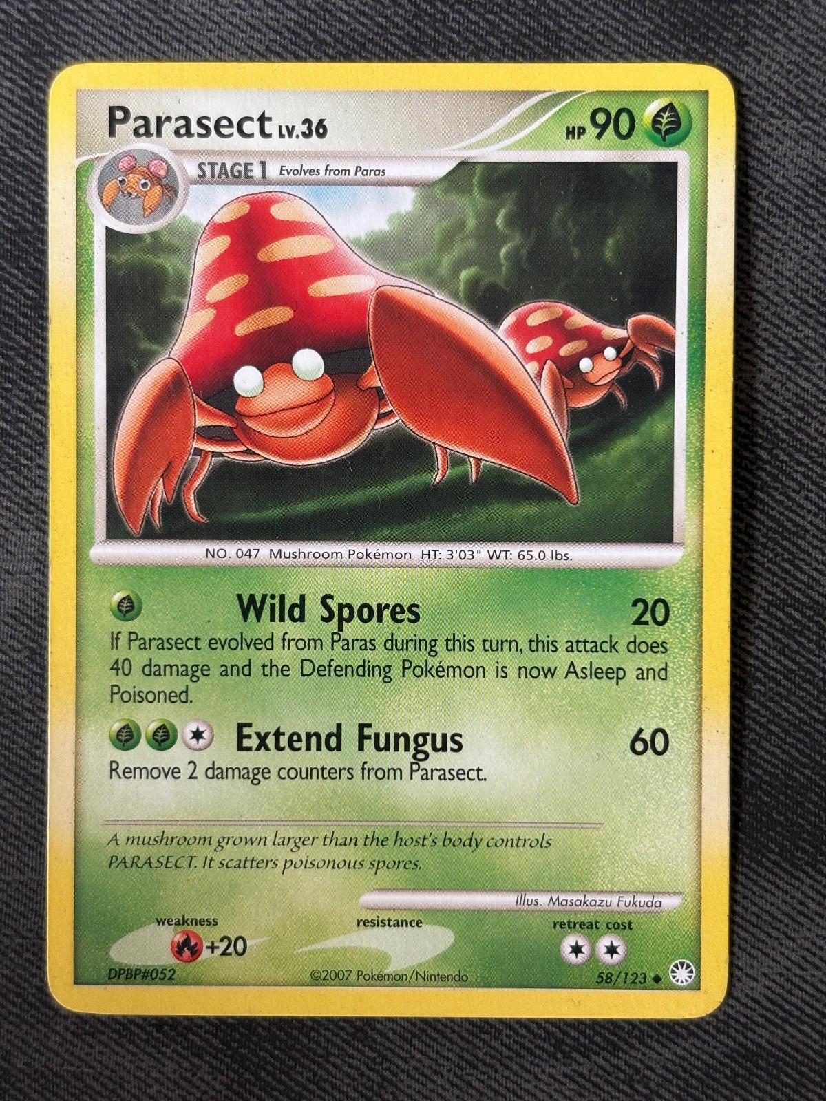 Parasect 58/123 Uncommon Mysterious Treasures Pokemon Moderately Played