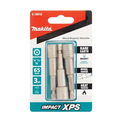 Makita Impact XPS 65mm Mixed Magnetic Nutsetter 1/4", 5/16", 3/8" 3 Pack E-18910 - image 1 of 2
