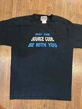 VTG Computer Gear T Shirt Tech Tee May The Source Code Be With You 90s Medium