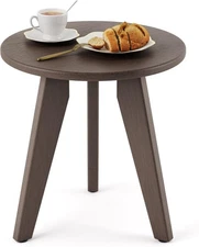 Outdoor Side Table, HDPE Small Round 1PC, Dark Brown 