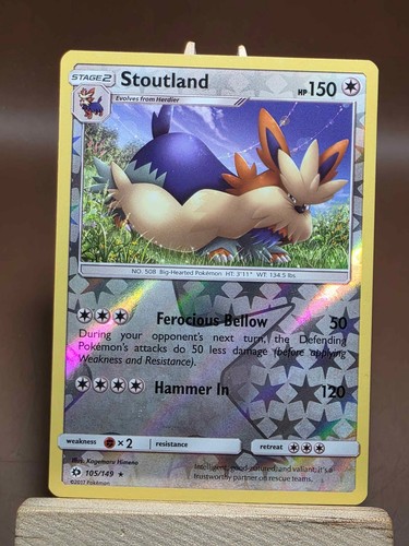 HP Pokemon Stoutland 105/149 Sun Moon Base Set Reverse Holo