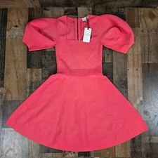 Ted Baker London Coral WMD HAYLY Skater Dress Puff Sleeve Square Neck Size 0 NWT
