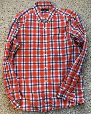 Men s French Connection Red Check Button Down Shirt Size L