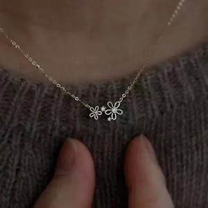 Authentic Real Moissanite Iced Out Twin Flower Blossom Pendant 14K White Gold Plated