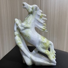 9LB TOP Natural Lantian jade quartz hand carved crystal Horse reiki healing