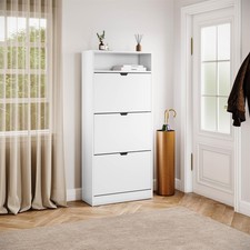 Modern 2 3 Drawer Narrow Shelf Shoe Cabinet Hallway Organiser Storage Unit MDF