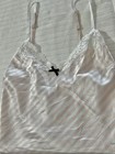 Vtg Pink Label Victorias Secret Lace Black Bows Top Large Iconic Pink Stripes — photo 1