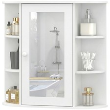 HOMCOM Wall Mounted Bathroom Cabinet w/ Mirror Single Door Storage Shelves