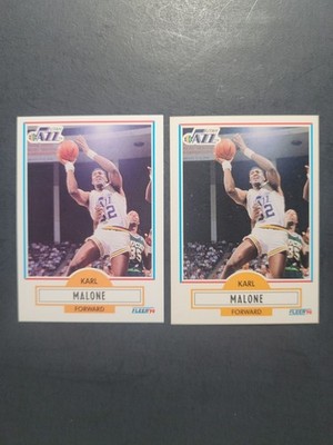 1990 Fleer # 188 Karl Malone Error/Variation (On Back) Basketball Card,