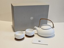 ZENS White Cobblestone Japanese Style Tea Infuser Strainer Teapot 2 Cups Set NEW