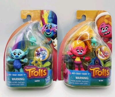 DREAM WORKS Trolls Lot Of 2 Harper & Dj Suki FIGURINES  toy Brand New In Box NIB