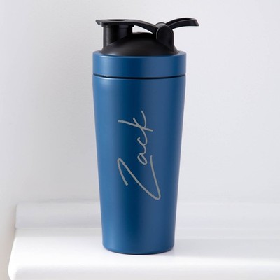 Personalisierter dunkelblauer Proteinshaker mit Namen Metall Sport Nahrungsergänzungsmittel Tasse Training