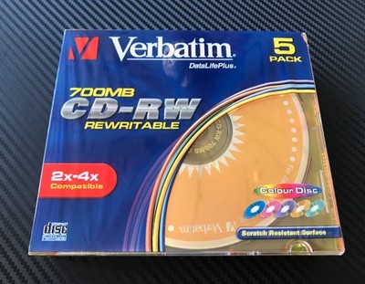 CD-RW Verbatim DataLifePlus 5er Colour Disc Pack 2-4X OVP kratzfest mega rare
