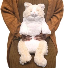 Sun Lemon Lap-Sized Sleeping Cat Plush Toy 47m Cream Bicolor Knee Series Japan