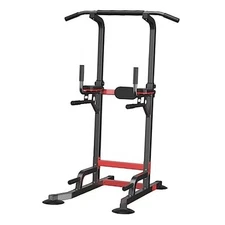 Power Tower Dip Station Pull Up Bar - Multi-Purpose Home Black (Upgraded Model)