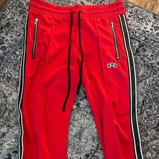 AMIRI Slim-Fit Tapered Leather-Trimmed Tech-Jersey Sweatpants - Red Size Medium
