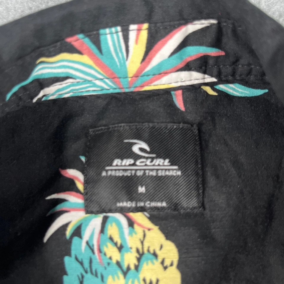 Camisa Rip Curl Negra Piña Hawaiana Abotonada Manga Corta Para Hombre Foto 4 de 4