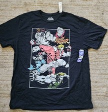 Street Fighter Cast Action Shots Men's Graphic Black  T-Shirt Tee 2XL