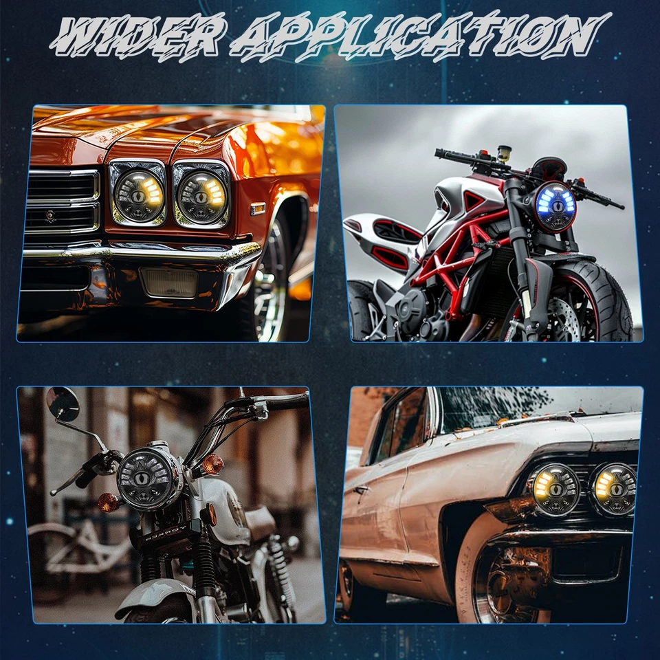 2PCS 5-3/4 5.75" LED Headlights Hi/Lo DRL Turn Lights For BMW 325i 528i 535i E30 - Image 2 of 4