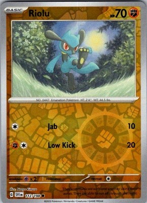 Riolu Reverse Holo Common SV01: Scarlet & Violet Base Set 112/198 MP