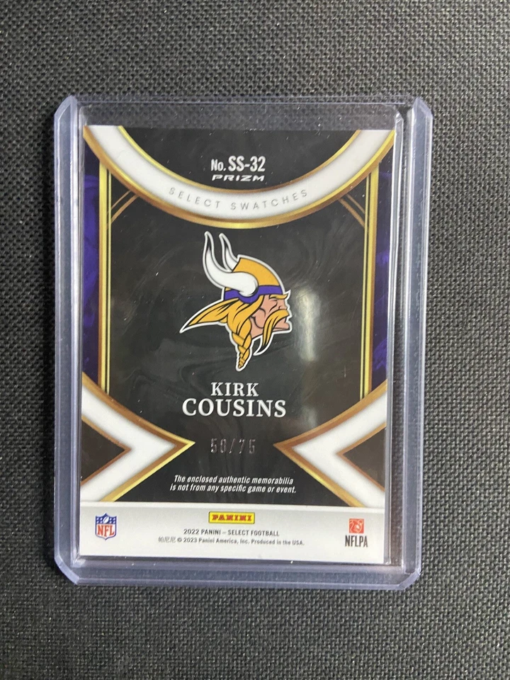 2022 Kirk Cousins Panini Select Swatches white Jersey /75 - Image 2 of 2