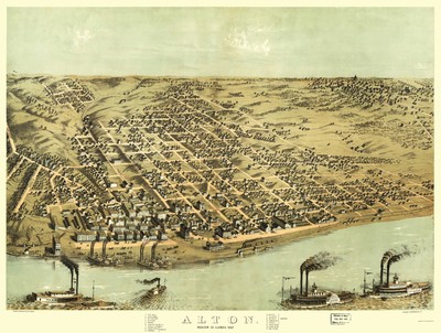 Historic Panoramic View - Alton Illinois - Ruger 1867 - 23 x 30.52
