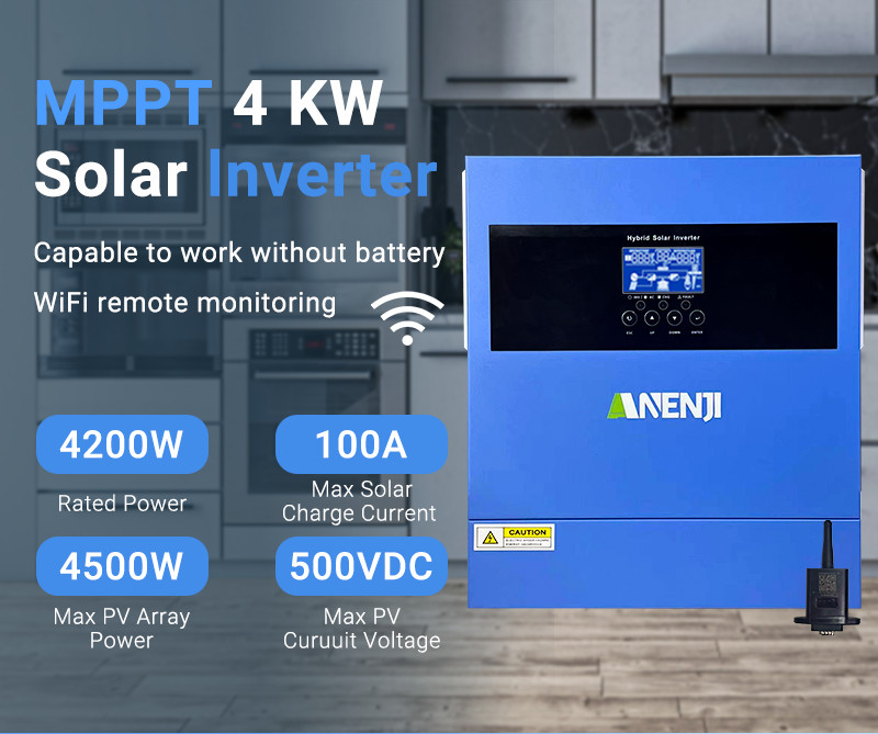 4200W Off Grid Hybrid Solar Inverter MPPT 24V 220VAC 500VDC 100A Pure Sine Wave 