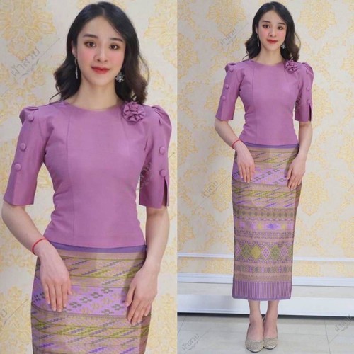 THAI TRADITIONAL BLOUSE SHIRTS LAOS SILK - AVAILABLE IN CHEST SIZE 32" - 46" - Picture 13 of 24