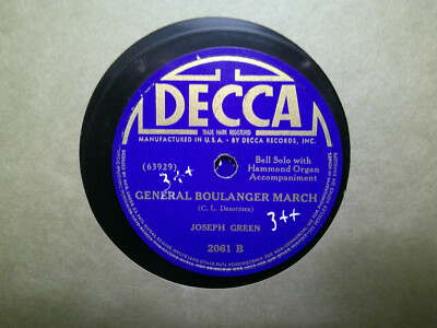DECCA 78 RECORD 2061/JOSEPH GREEN/GENERAL BOULANGER MARCH/INTERMEZZO RUSSE/EX+